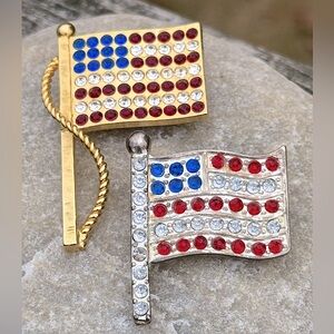 🇺🇸 Vintage United States American Flag Brooch Pin Bundle